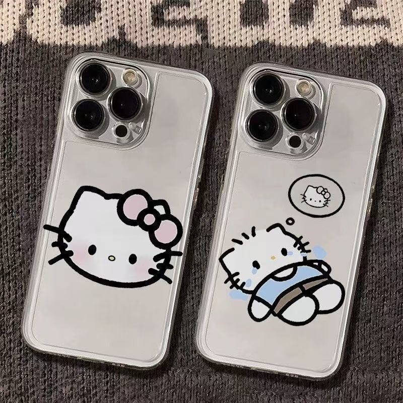 Khóc Mèo Vỏ Điện Thoại Cặp Vợ Chồng Rõ Ràng Cho iPhone 17 16 15 14 13 12 11 Pro Max X XS XR 7 8 Plus SE2020