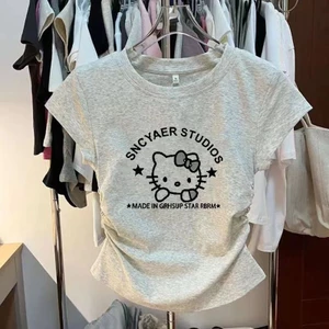 2026 Mới Sanrio Hoạt Hình In Hình Bé Gái Áo Thun Nữ Tay Ngắn Có Dây Rút Thiết Kế