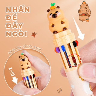 Bút Bi 10 Màu Gấu Trúc Dễ Thương – Bút Nhiều Màu Cute, Văn Phòng Phẩm Cho Học Sinh
