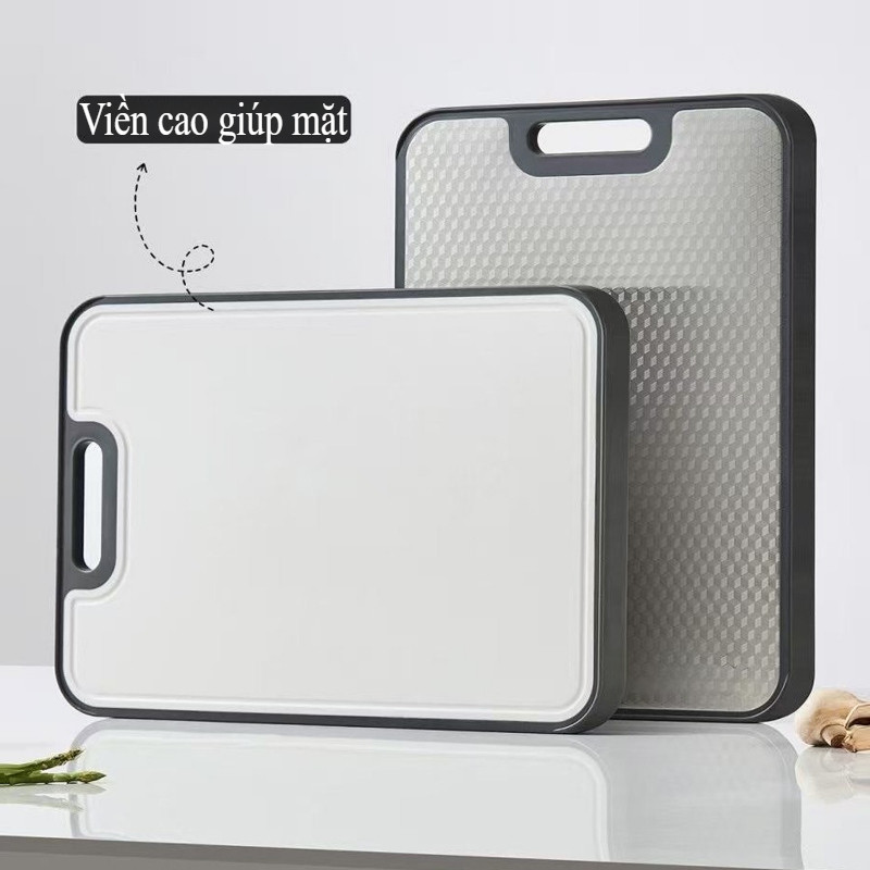 Thớt Kháng Khuẩn 2 Mặt Inox 304 Cao Cấp, Kháng Khuẩn 99%, Chống Nấm Mốc, Khử Mùi, Dễ Vệ Sinh, độ Bền Cao