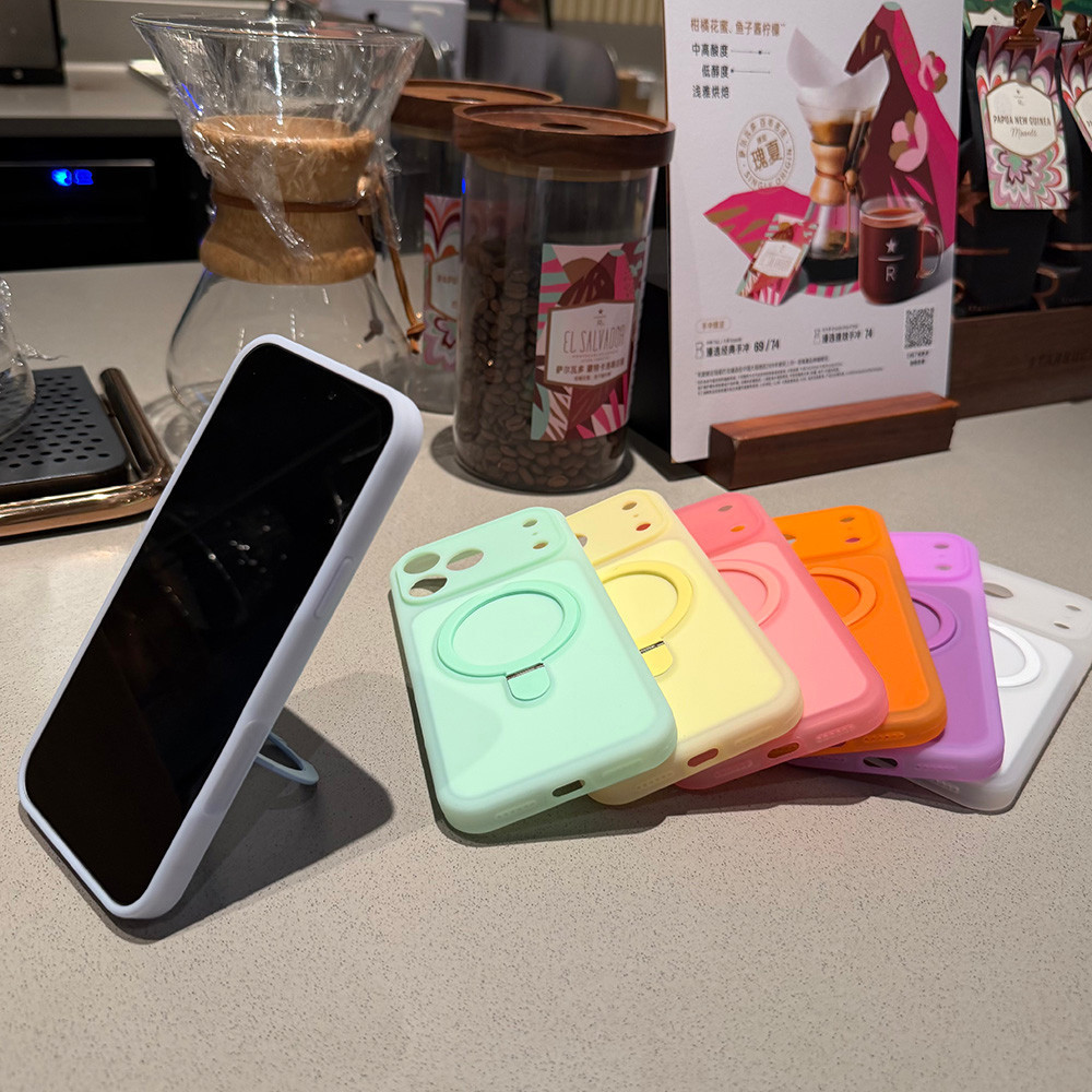 Ốp Điện Thoại Silicon Lỏng Giá Đỡ Kem Cho IPhone 17 Pro Max 16 15 Vỏ Bảo Vệ Chống Sốc YOXG