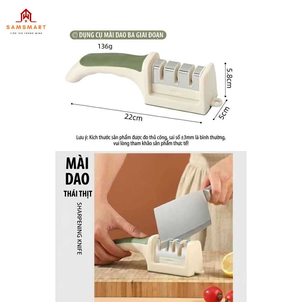 Dụng Cụ Mài Dao Kéo 3 Giai Đoạn – Cầm Tay Tiện Lợi, Mài Nhanh Sắc Bén, Đa Năng