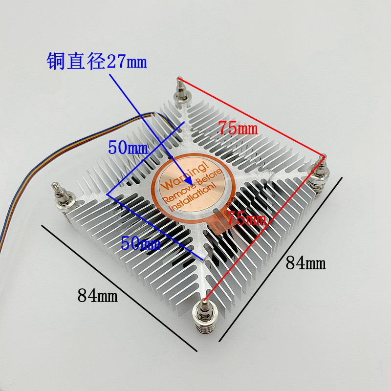 Quạt CPU máy tính im lặng hoàn toàn trong một siêu mỏng Giao diện 115X / 1200 4 dây Điều khiển nhiệt độ xuống Thổi lõi đồng Radi