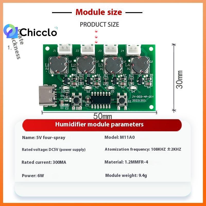 [chiccloset0] Máy tạo độ ẩm Mini USB Type-C Bộ dụng cụ tự làm Máy tạo sương mù và bảng mạch điều khiển Tấm phun sương có chân đế đẹp