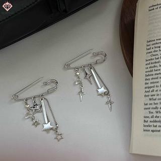 <![PCW-T] Huy Hiệu Pin Hình Ngôi Sao Bạc, Thích Hợp Trang Sức Thời Trang Y2K