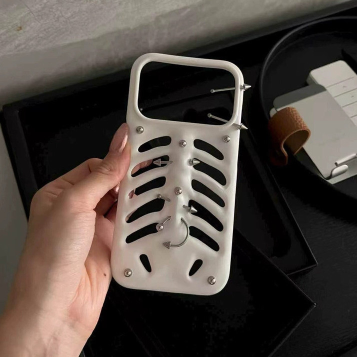 Ốp điện thoại xuyên xương Thích hợp cho iPhone17promax / 16pro / 15plus Vỏ cứng in 3D Vỏ bảo vệ chống sốc sáng tạo độc đáo