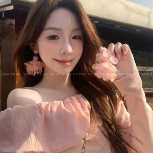 Bông Tai Gạc Hoa Tua Ruột Nhiều Màu Sắc, Phong Cách Thời Trang Đi Biển