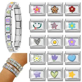 Vòng tay thép không gỉ hình trái tim và ngôi sao đỏ, size 9mm - Quà tặng cho nam và nữ