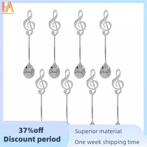 8 Chiếc Dễ Thương Chủ Đề Âm Nhạc Trà Khuấy Thìa Cà Phê Thìa Thép Không Gỉ Ghi Chú Hình Nhỏ Kem Món Tráng Miệng Muỗng Flatware