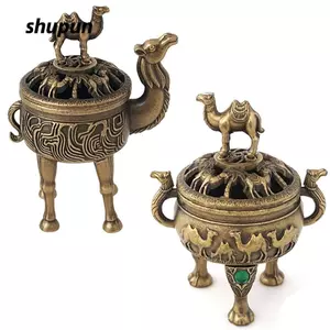 SHUPUN Camel Lư Hương, Giá Đỡ Hợp Kim Rỗng, Vintage Mini Bốn Chân Gỗ Đàn Hương Trang Trí Nhà Cửa