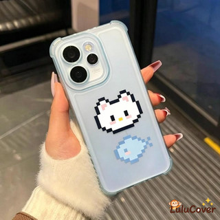 Ốp lưng Kawaii Pixel Cat Ice Mist cho Redmi A5 A4 A3 Pro Turbo 5 Max 4 Pro 3 5G 4G INS Style Matte Cover Vỏ TPU mềm chống vân tay đơn giản dễ thương