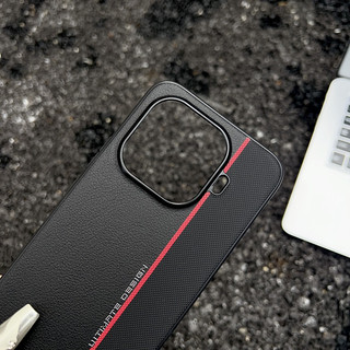 Dành Cho Xiaomi 15T, 15T Pro Ốp Lưng ELVEV Dây Đỏ Cao Cấp Nối Da PU Cứng PC Vỏ Điện Thoại