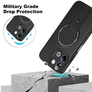 Dành Cho Vivo Y05 4G / Y11d 5G / Y11 5G 2026 / Y21 5G 2026 Ốp điện thoại Carbon Tecture Cứng Lưng Cạnh Mềm Có Thể Gập Lại Đế Chống Sốc Chống Rơi Mỏng Vỏ