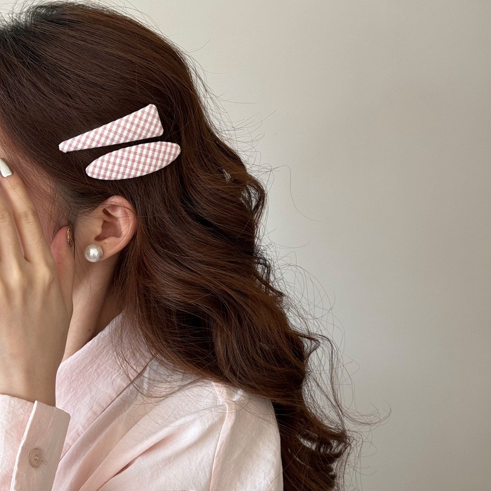Kẹp tóc Hululu - Phong cách ngọt ngào dễ thương, kẻ sọc màu hồng, phụ kiện tóc thời trang