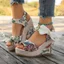 Kích Thước Lớn Thời Trang Nêm Gót Giày Sandal Phong Cách Bohemian Ren-Up Nơ Gai Dây Đi Biển Cá Miệng Cao Gót Sandal S3EX