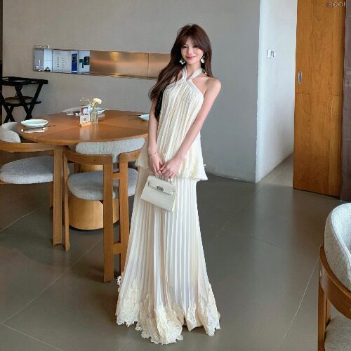 Set áo yếm phối ren thủ công + chân váy xếp li phong cách tiểu thư sang trọng | ảnh thật cuối