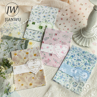 JIANWU Komachi Hoa Vườn Series Vintage Cây Cảnh Quan Cắt Dán Thêu Sò Chất Liệu Giấy Sáng Tạo Rác Tạp Chí Văn Phòng Phẩm