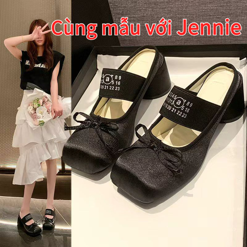 ✨Spot】Giày Mary Jane nữ cùng Jennie đốm trắng phong cách Hàn,đế cao6cm tăng chiều cao,hot trend 2026