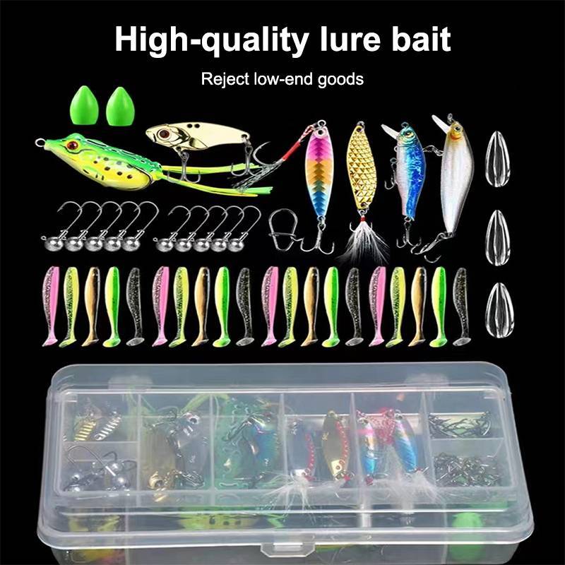 Sweet - Bộ Mồi Câu Cá Bao Gồm Mồi Mềm & Cứng, Bánh Răng, Jig Thìa Cho Bass Pike Quay, Đi kèm Hộp Đựng