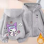 Kuromi Girls Zip Áo Hoodie hoạt hình Áo khoác có mũ trùm đầu thời trang Trang phục thường ngày cho trẻ em
