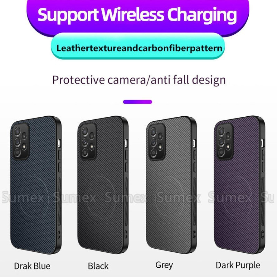 Ốp Điện Thoại Sợi Carbon Siêu Mỏng Cho Samsung Galaxy A73 A72 A53 A52 A52S A33 A32 A23 A22 A13 A12 A05 A05S A04S 4G 5G Vỏ Vòng Sạc Từ Tính Chống Sốc Ốp Lưng