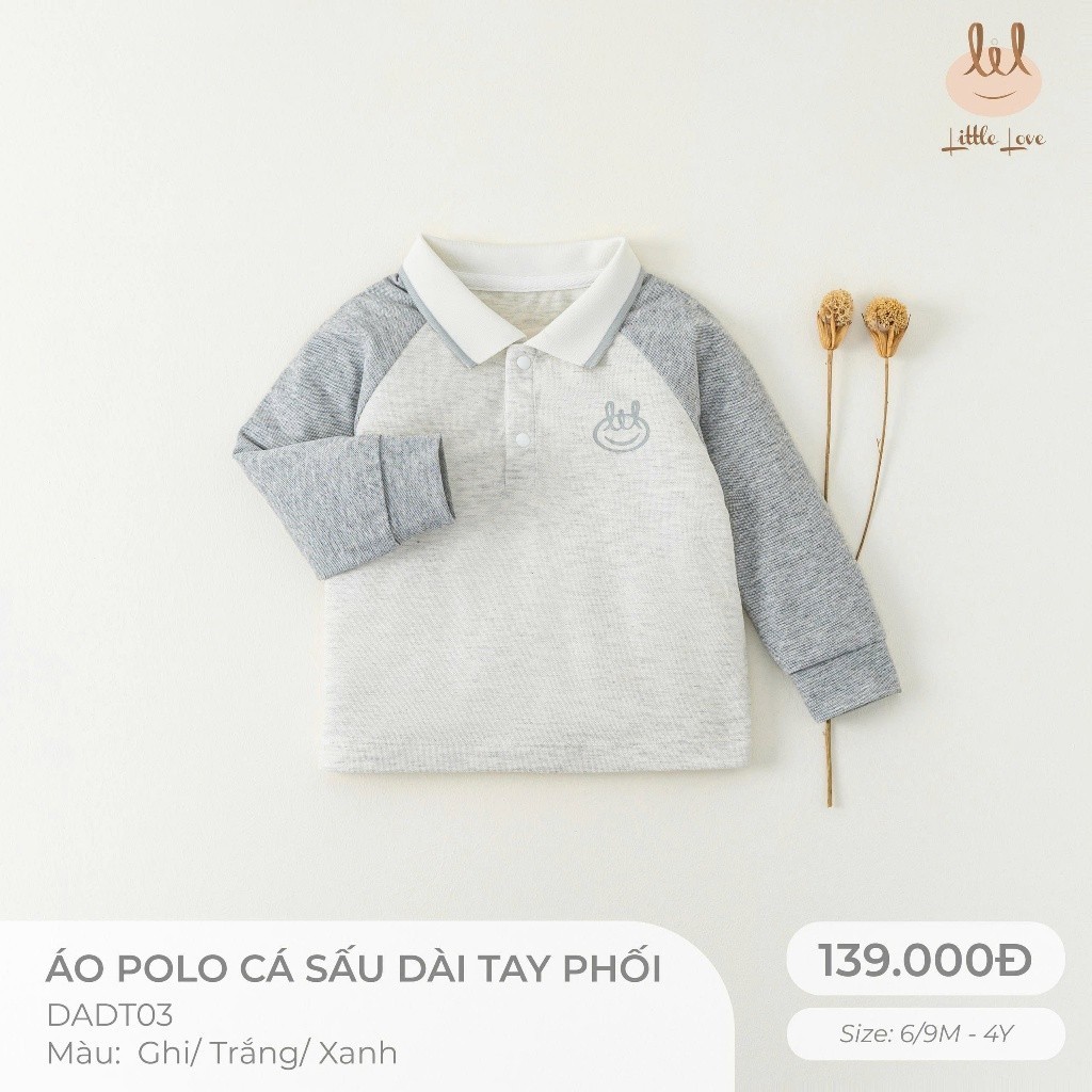 Áo Polo cá sấu dài tay phối dành cho bé Lil Little Love (DADT03)