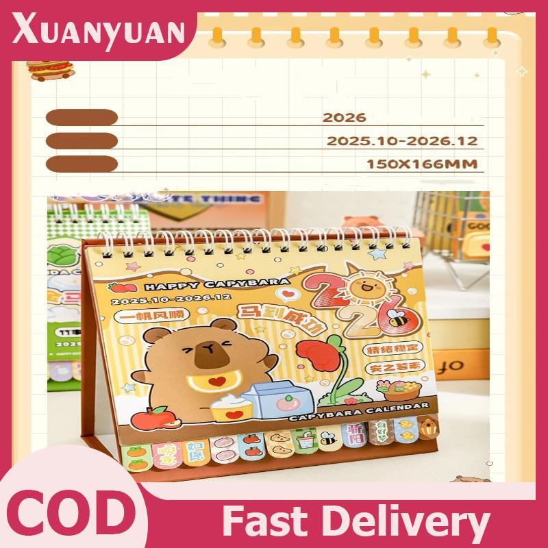 XUAN Di Động Cuộn Dây 2026 Lịch Để Bàn Capybara / Gấu Trúc Để Bàn Trang Trí Lịch Trình Lập Kế Hoạch Văn Phòng Đồ Dùng Học Tập VN