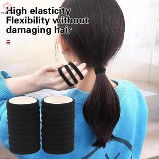 Dây Buộc Tóc Đen Cho Bé Gái - 100 Chiếc Scrunchies Cao Su Đàn Hồi Phù Hợp Đi Học Và Chơi
