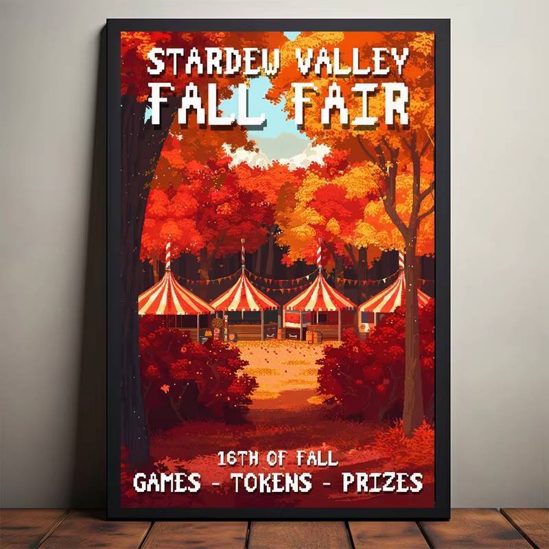 Ánh Trăng Stardew Valley Lễ Hội Hoạt Hình Băng Mùa Đông Rừng Tráng Miệng Không Khung Vải Chống Thấm Nước Poster In Hình Nghệ Thuật Treo Tường Cho Trang Trí Nhà