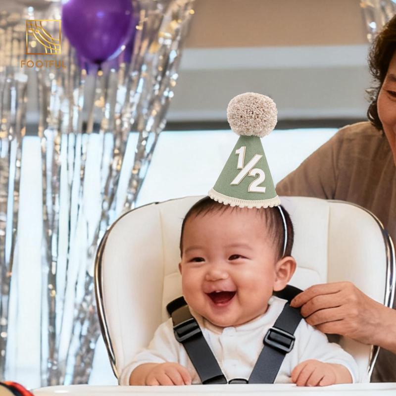1 / 2 Mũ Sinh Nhật Cho Bé Đầu Pom Topper Bánh Đập Đồ Trang Trí Sinh Nhật Mũ Nón Cho Sổ Lưu Niệm Phòng Khách Gia Đình