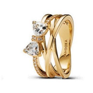 Nhẫn hình trái tim vuông S925 Gold Series - Phù hợp làm đồ trang sức DIY