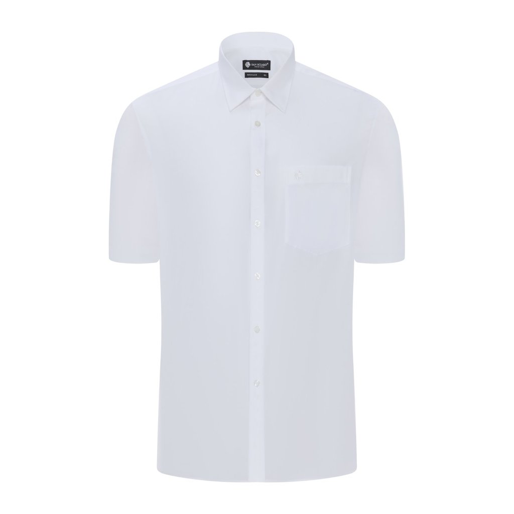 Áo sơ mi tay ngắn vạt tròn SAN SCIARO vải Cotton form REGULAR SS00000052