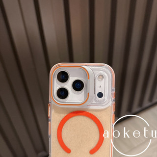 Giá đỡ ống kính kim loại vô hình thích hợp cho iPhone 17 Promax Ốp điện thoại trong suốt lấp lánh 16pm chống rơi 15 quả táo hút từ tính 14pm trong suốt 13 vỏ bọc toàn bộ