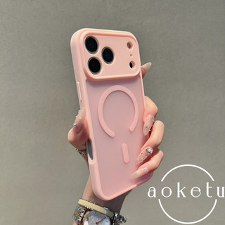 Thích hợp cho iPhone 17AIR iPhone ốp lưng 16pm kết cấu da mờ chống vân tay 15pl hút từ 14proMax cao cấp 13 lỗ chống rơi