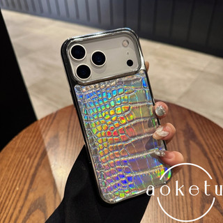 Hoa văn cá sấu Laser sang trọng Thích hợp cho iPhone 17 Promax Vỏ điện thoại 16 Apple Premium 15 mạ da 14 / 13 Vỏ bảo vệ họa tiết da đầy màu sắc