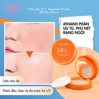 Phấn Phủ Sáng Da Mờ Thâm Cathy Doll, Kiềm Dầu Cho Lớp Nền Ráo Mịn Vit C Ampoule Powder Pact Spf50 Pa+++ 12g
