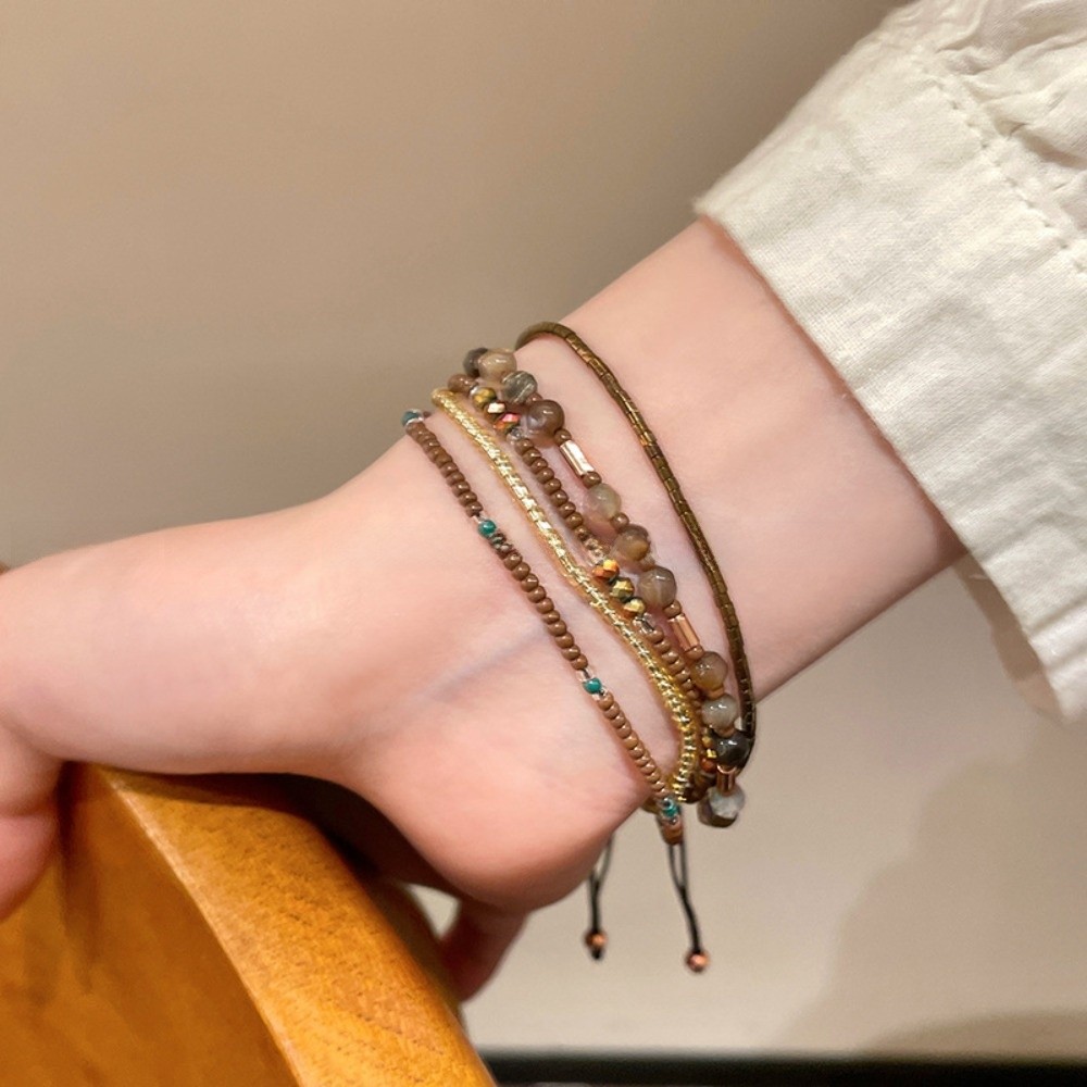FEDAOG Lắc Tay & Vòng Tay Đính Hạt Màu Xanh Co Dãn, Thiết Kế Bohemian, Phù Hợp Để Xếp Chồng