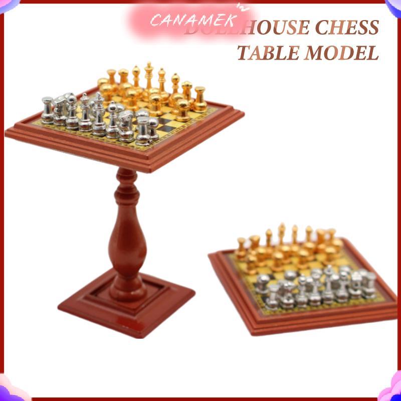 CANAMEK 1 Bộ 1: 12 Nhà Búp Bê Hợp Kim Thu Nhỏ Bộ Cờ Vua Quốc Tế Bảng Cổ Vũ Bộ Bàn Cờ Người Lính Cảnh Mô Hình Trang Trí Nhà Đồ Chơi Trẻ Em CSF