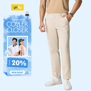 Quần khaki nam business YODY đai sườn cài cúc co giãn nhẹ chuẩn phong độ MOCH25S023