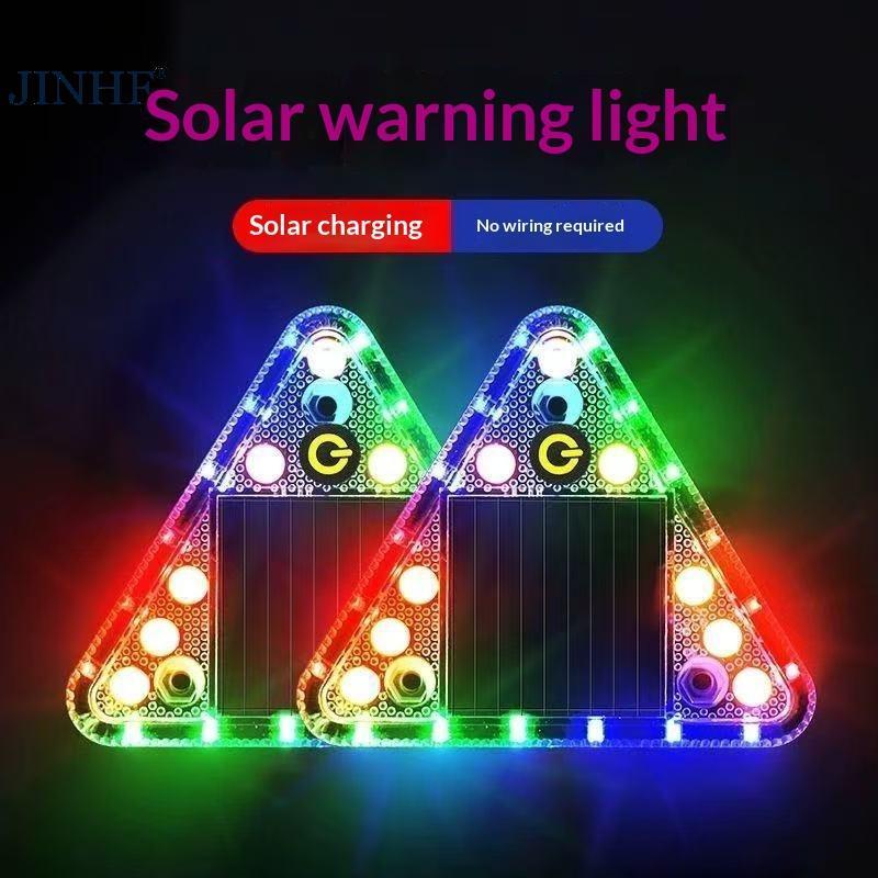 JINHF LED Năng Lượng Mặt Trời Đèn Cảnh Báo Chống Va Chạm Tru Đuôi Nhấp Nháy Công Tắc Cảm Ứng Nhấp Nháy Không Dây Tam Giác Đèn Đuôi HOT