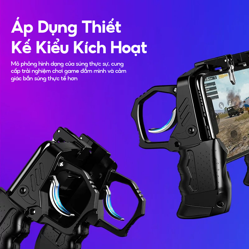 Tay Cầm Chơi Game Mobile Cò Bắn Kim Loại Nút Cơ Siêu Nhạy Cho PUBG Free Fire COD Mobile Game Trigger