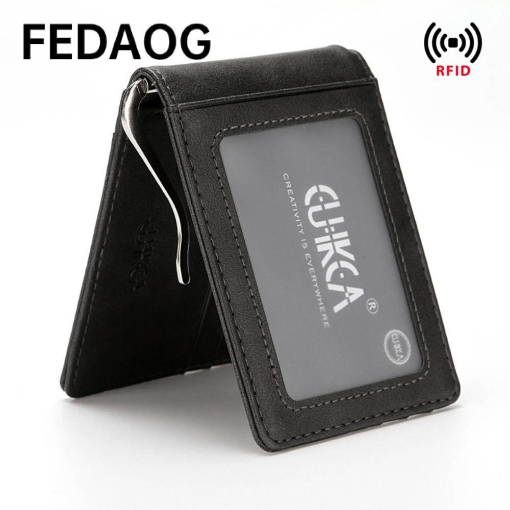 Ví Ngắn FEDAOG, Kẹp Tiền Siêu Mỏng Ví Nam, Thời Trang Chống Trộm Swipe PULeather Đựng Thẻ ID Gói Nam