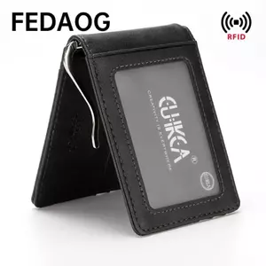 Ví Ngắn FEDAOG, Kẹp Tiền Siêu Mỏng Ví Nam, Thời Trang Chống Trộm Swipe PULeather Đựng Thẻ ID Gói Nam