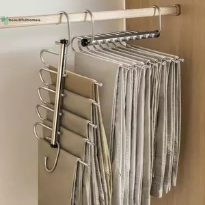 BeautifulHomeA Móc treo quần gấp 5/9 lớp thép không gỉ tiết kiệm không gian, dùng cho tủ quần jean và khăn
