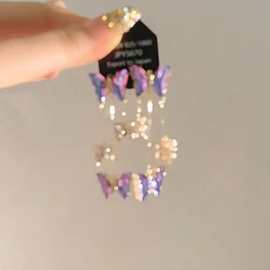 {Magic Purple Butterfly} Bông tai tua rua bướm tím