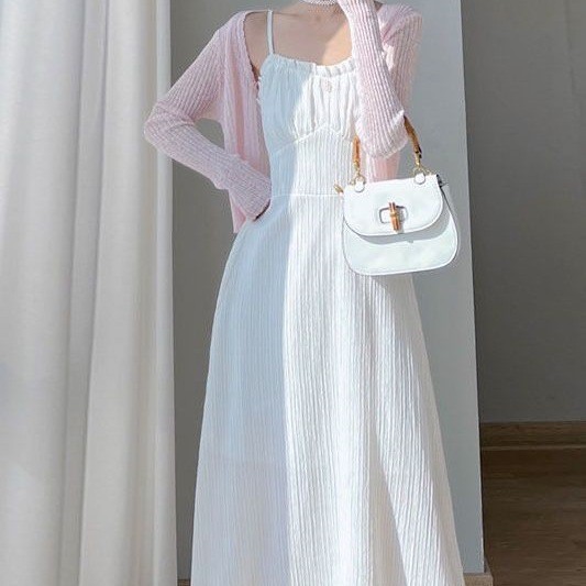 Đầm Maxi 2 Dây Dáng Xòe - Váy Tiểu Thư Cúp Ngực Nhún Bèo, tôn dáng,thời trang mùa xuân/hè