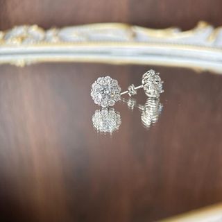 Bông tai nữ thiết kế hoa đính đá sang chảnh, bông tai đi tiệc cho nữ