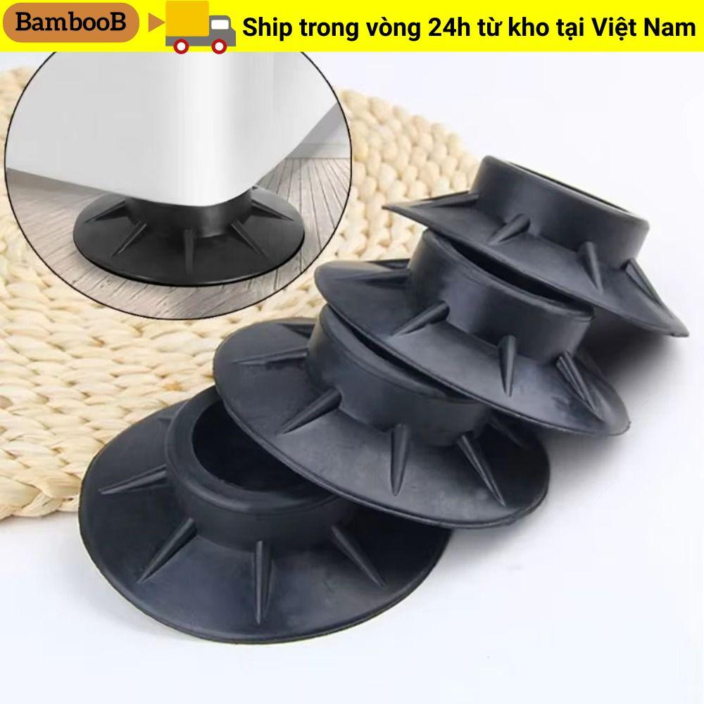 BAMBOOB 4 Miếng đệm chân máy giặt, Máy giặt có độ đàn hồi cao su màu đen Tấm lót chống sốc, Tấm bảo vệ đa năng chống sốc Miếng đệm tắt tiếng