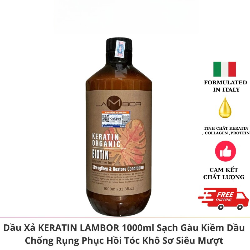 Combo Dầu Gội Xả Lambor Keratin 500ml, 1000ml Giảm Gàu, Kiềm Dầu, Phục Hồi Chuyên Sâu