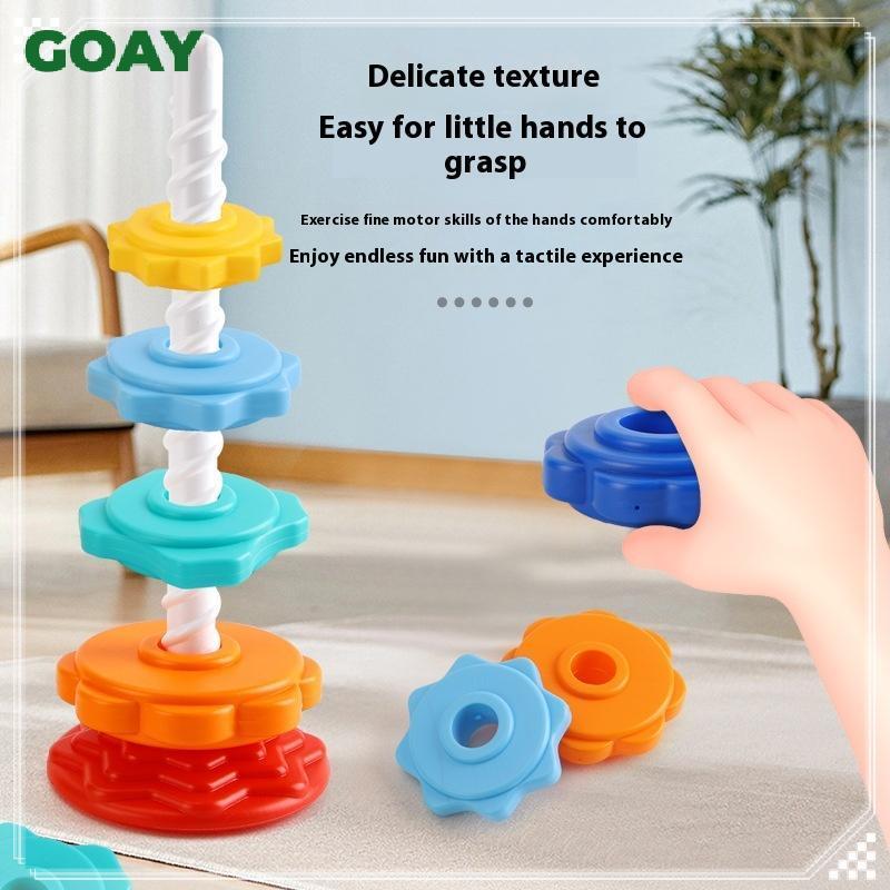 GOAY 1 Bộ Montessori Xoay Cầu Vồng Tháp Bé Staing Đồ Chơi Trẻ Em Phát Triển Kỹ Năng Vận Động Trò Chơi Quay Staing Đồ Chơi Quà Tặng Giáo Dục VN